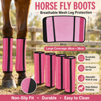Horse Fly Boots Set of 4, Breathable Mesh Horse Leg Protectors, UV Protection Fly Wraps for Horses