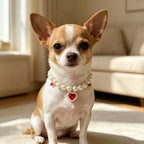 Pet Pearl Necklace Collar Ruby Red