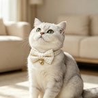 Pet Collar with Chic Bow Pearl White