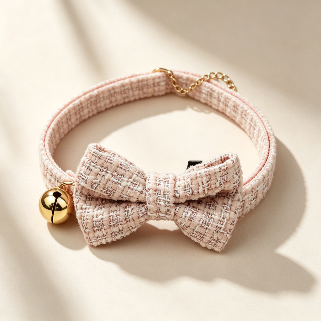 Cat Collar with Chic Bow Rose Quartz Pink