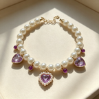Pet Pearl Necklace Collar Amethyst