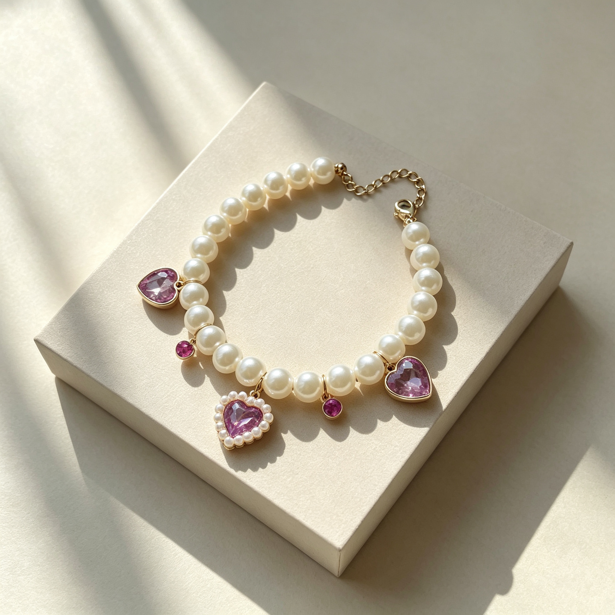 Pet Pearl Necklace Collar Amethyst