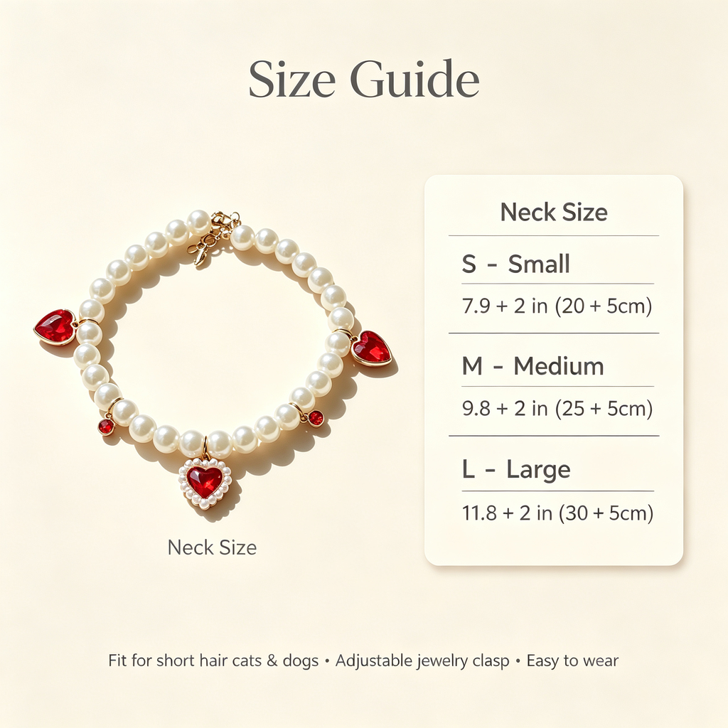 Pet Pearl Necklace Collar Ruby Red