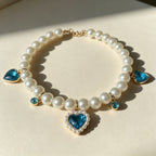 Pet Pearl Necklace Collar Sapphire Blue