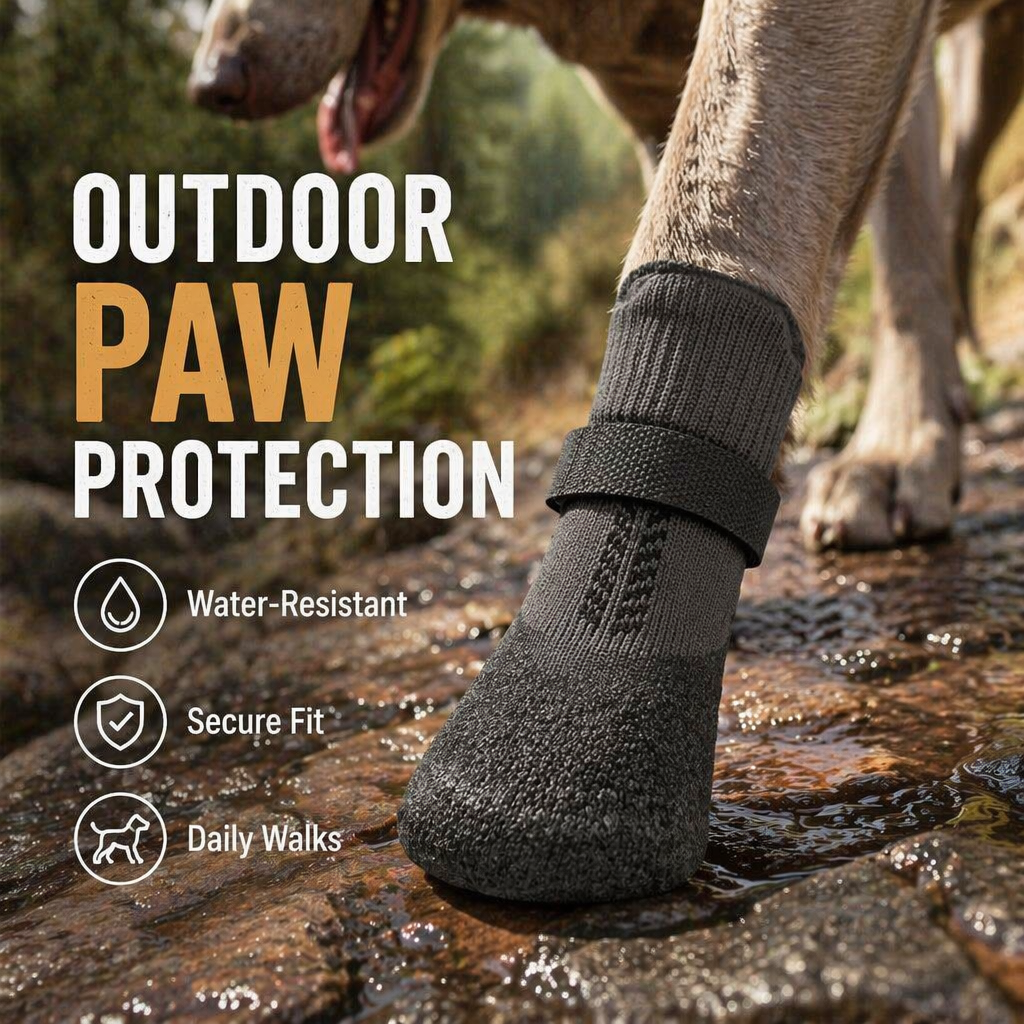 Dog Booties with Reflective Rugged Anti-Slip Sole and Skid-Proof,Outdoor Dog Shoes for Medium to Large Dogs