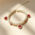 Pet Pearl Necklace Collar Ruby Red