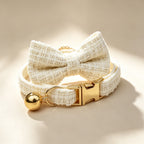 Pet Collar with Chic Bow Pearl White