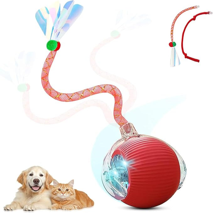 Interactive Rolling Cat Ball with Elastic Mesh Tail