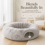 Cat Donut Tunnel with Soft Plush Circle Cushion for Indoor