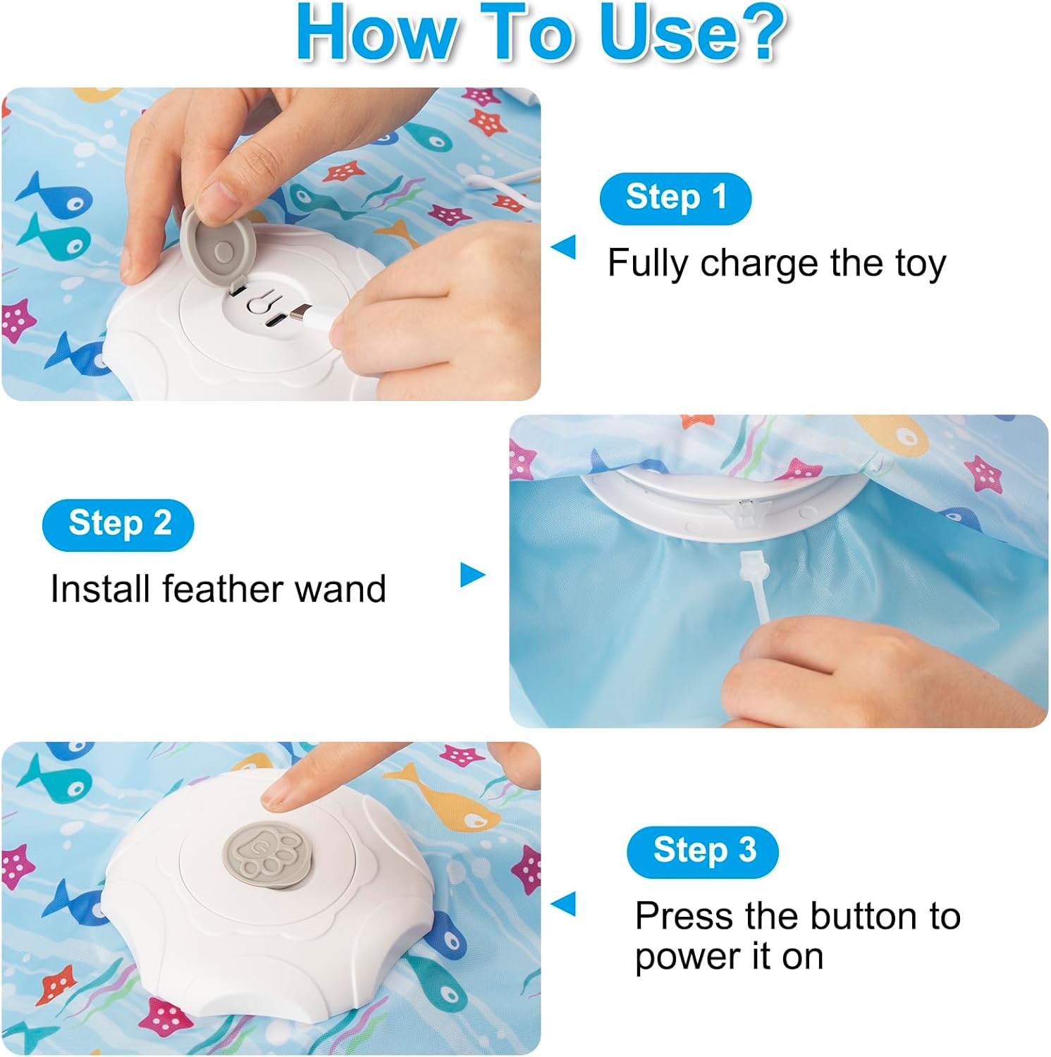 Automatic Hide and Seek Motion-Activated Cat Toy with Moving Feather & Animal Chirps