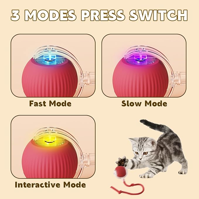 Interactive Rolling Cat Ball - 360°Automatic Chew Toy for Active Cats and Dogs