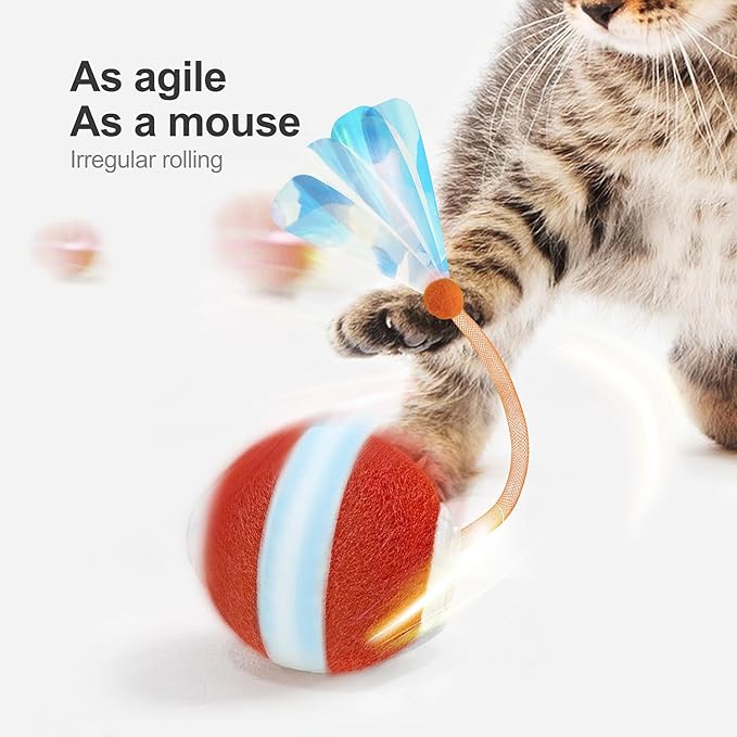 Interactive Rolling Cat Ball with Elastic Mesh Tail