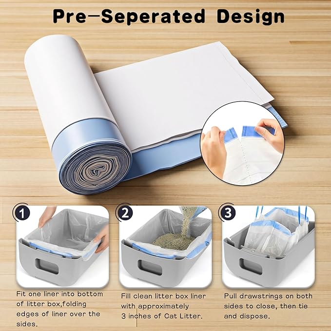 80 Pack Cat Litter Bags, 25 x16 inch (10-12 Gallons)