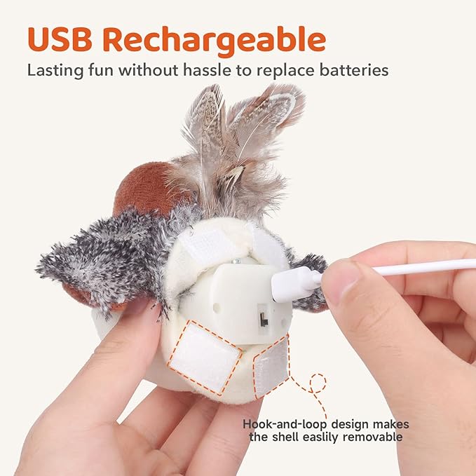 Cat Toys Rechargeable Flapping Bird Sparrow