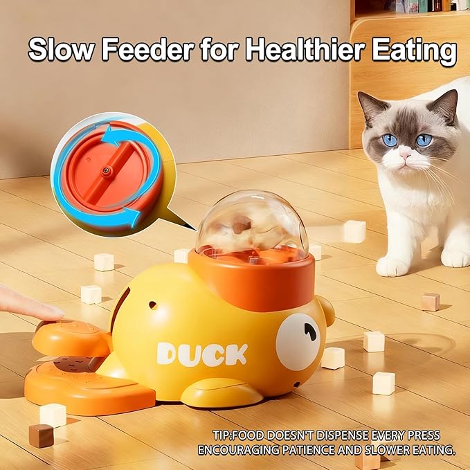 Cat Treat Dispenser Toy Duck-Shaped