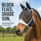 Horse Fly Mask with Ears - UV Protection Fine Mesh Super Comfort Fly Masks for Horses, Adjustable Breathability Horses Masks