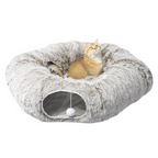 Cat Donut Tunnel with Soft Plush Circle Cushion for Indoor
