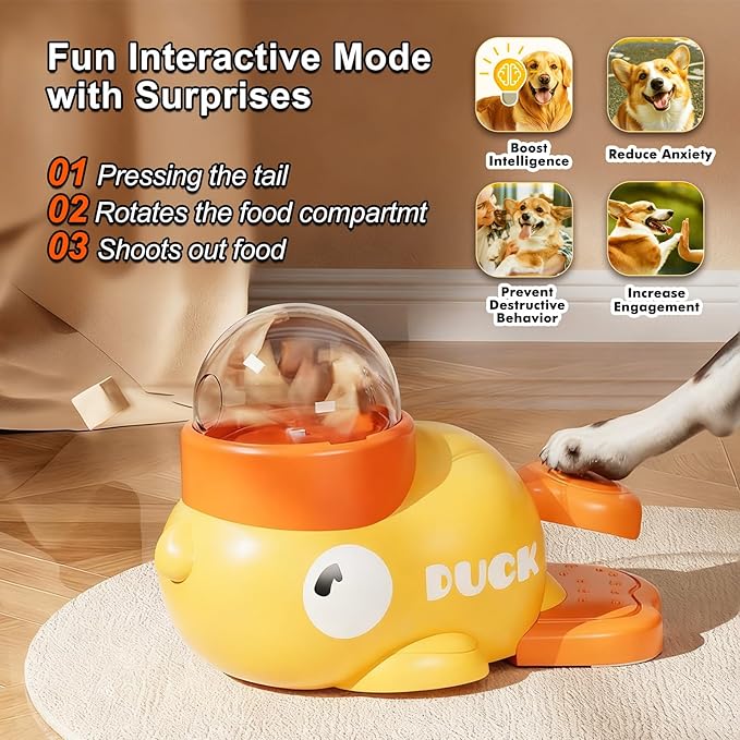Cat Treat Dispenser Toy Duck-Shaped