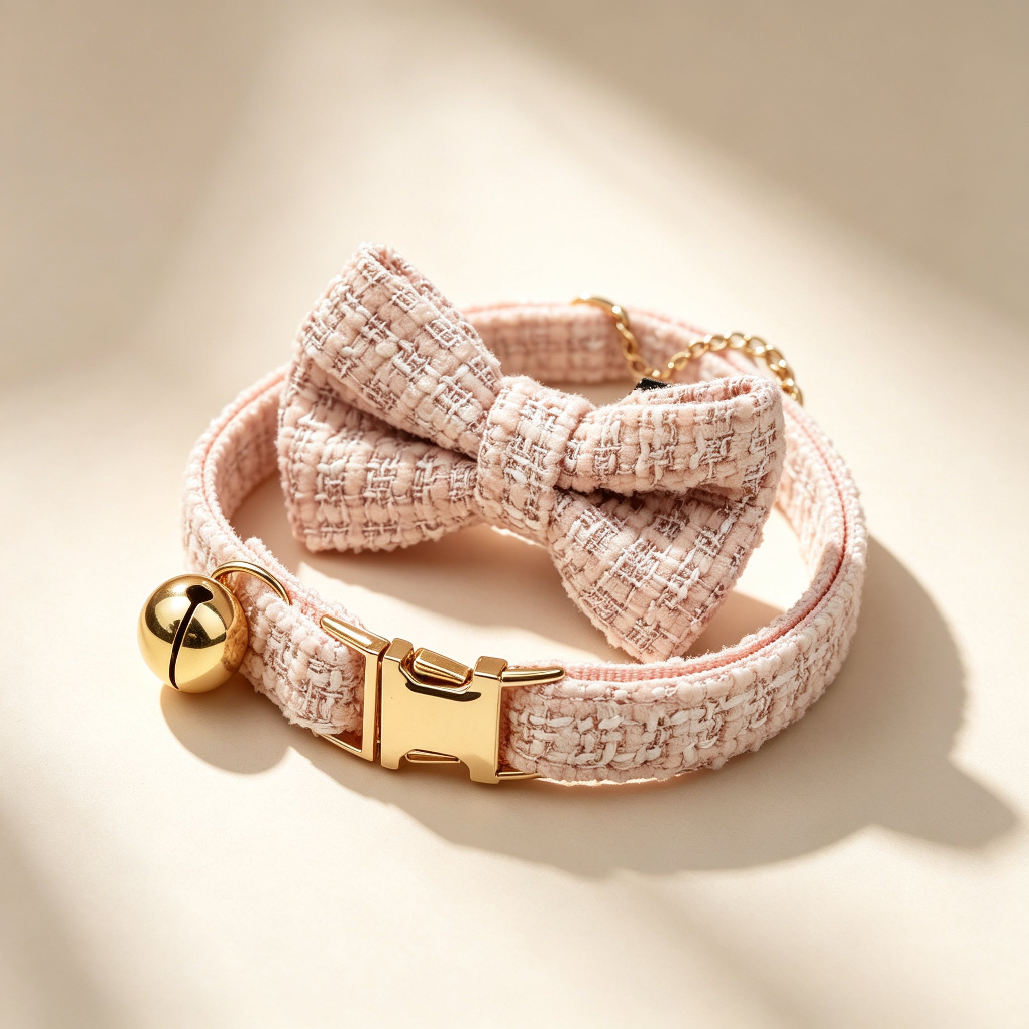 Cat Collar with Chic Bow Rose Quartz Pink
