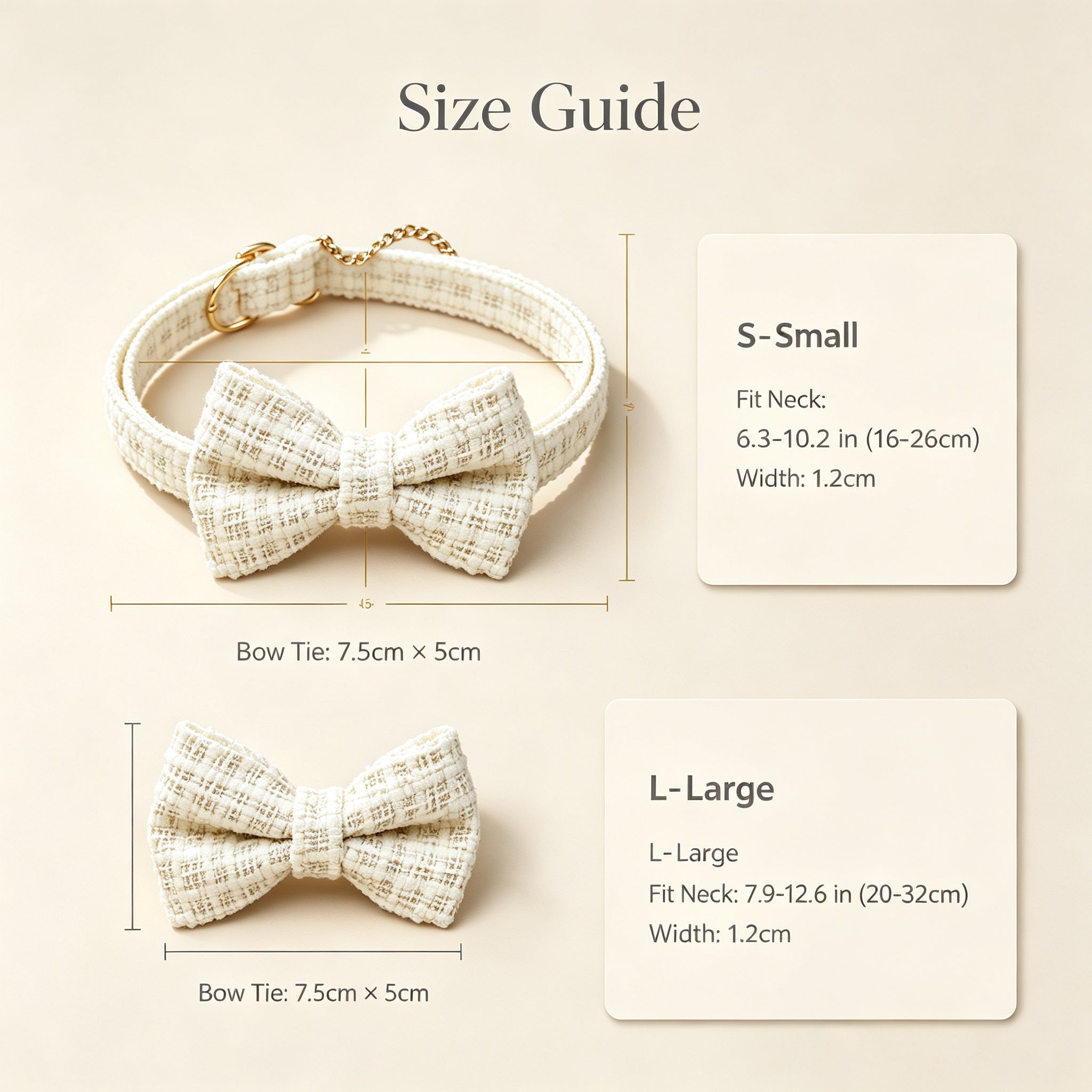 Pet Collar with Chic Bow Pearl White