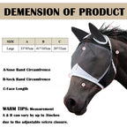 Horse Fly Mask with Ears - UV Protection Fine Mesh Super Comfort Fly Masks for Horses, Adjustable Breathability Horses Masks