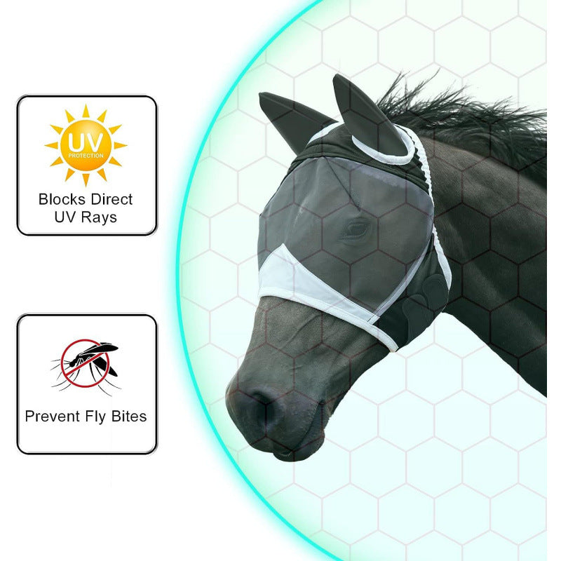 Horse Fly Mask with Ears - UV Protection Fine Mesh Super Comfort Fly Masks for Horses, Adjustable Breathability Horses Masks