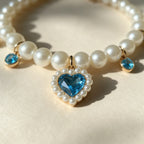 Pet Pearl Necklace Collar Sapphire Blue