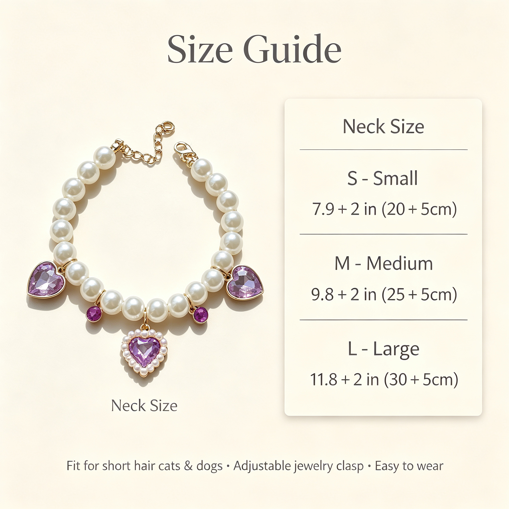 Pet Pearl Necklace Collar Amethyst