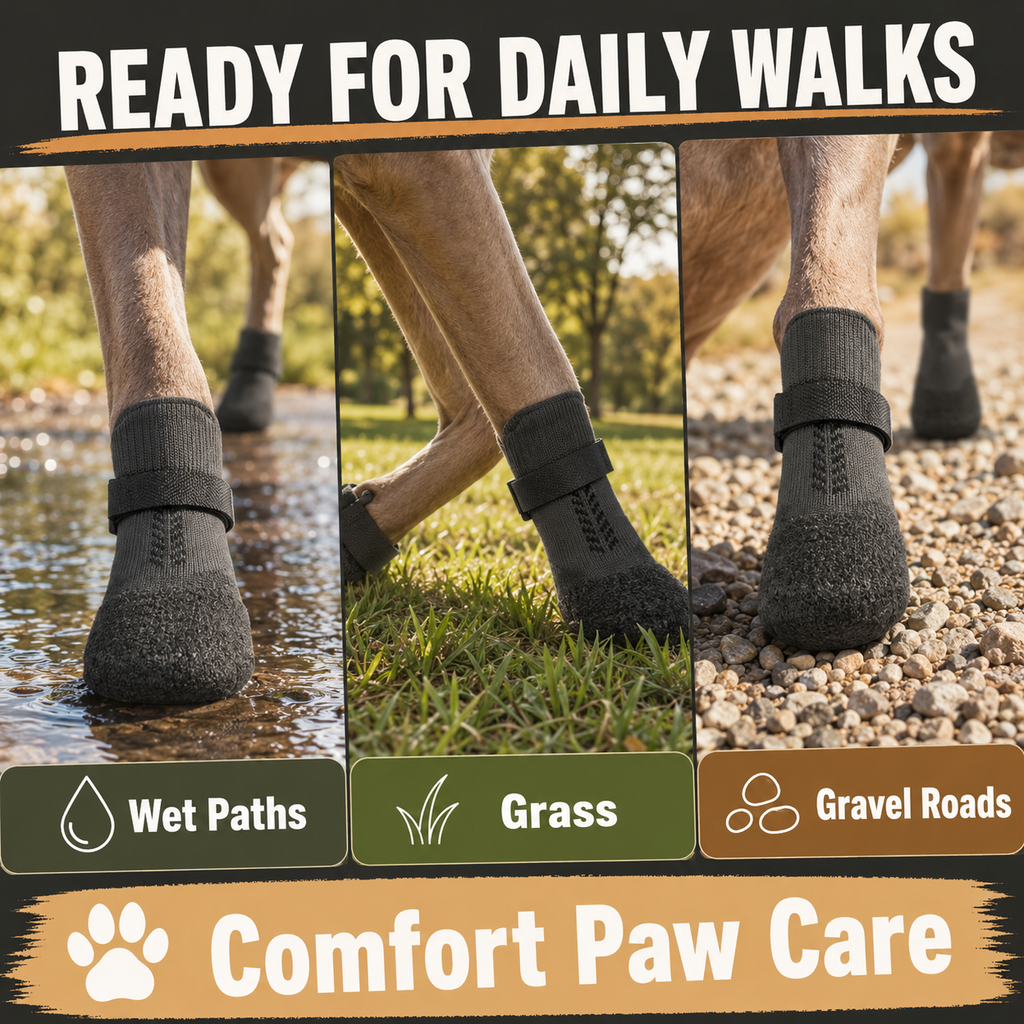 Dog Booties with Reflective Rugged Anti-Slip Sole and Skid-Proof,Outdoor Dog Shoes for Medium to Large Dogs