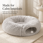 Cat Donut Tunnel with Soft Plush Circle Cushion for Indoor