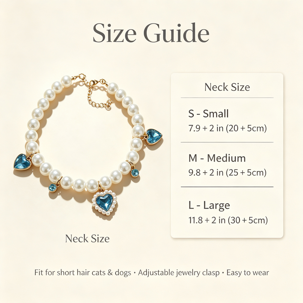 Pet Pearl Necklace Collar Sapphire Blue