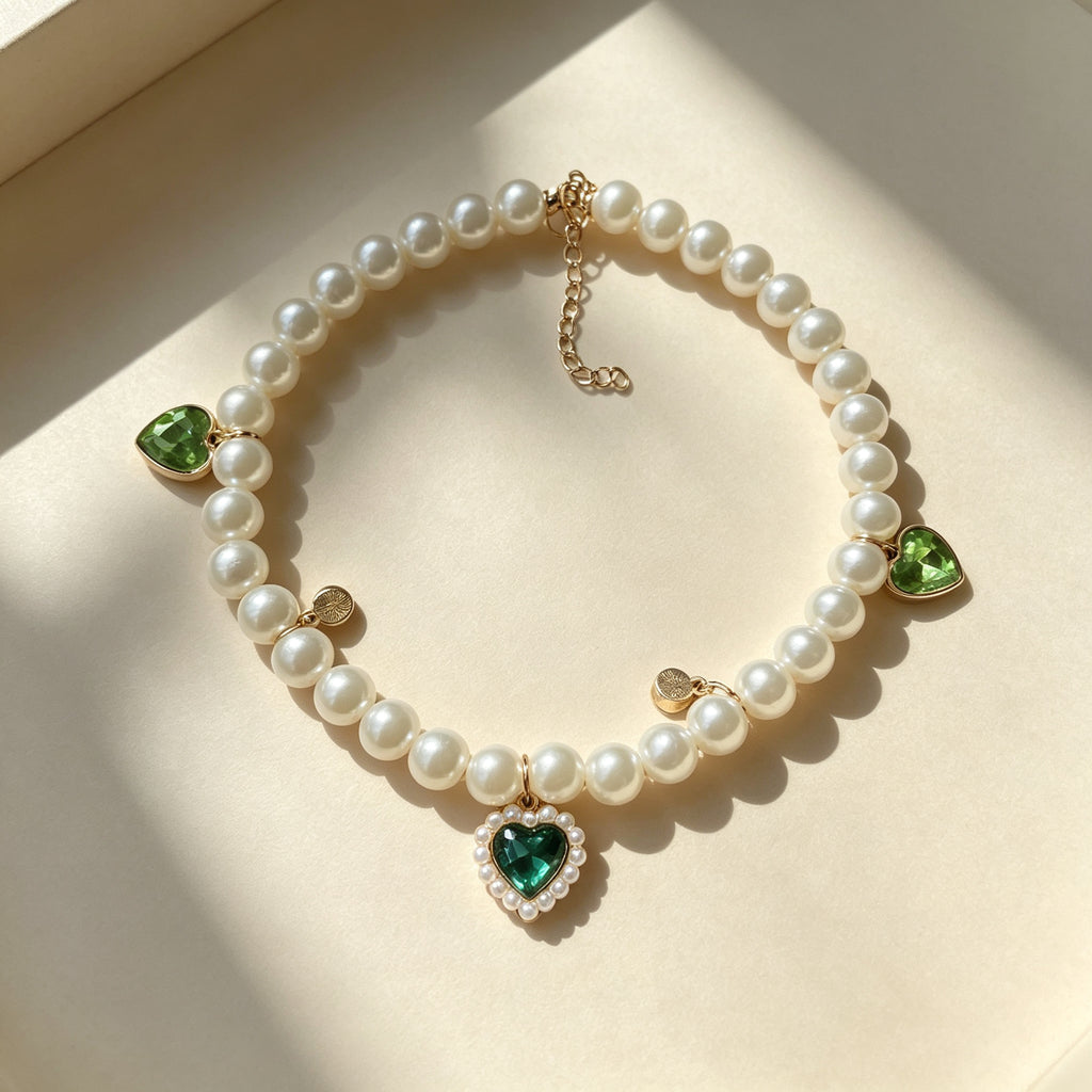 Pearl Charm Bracelet – Peridot Green