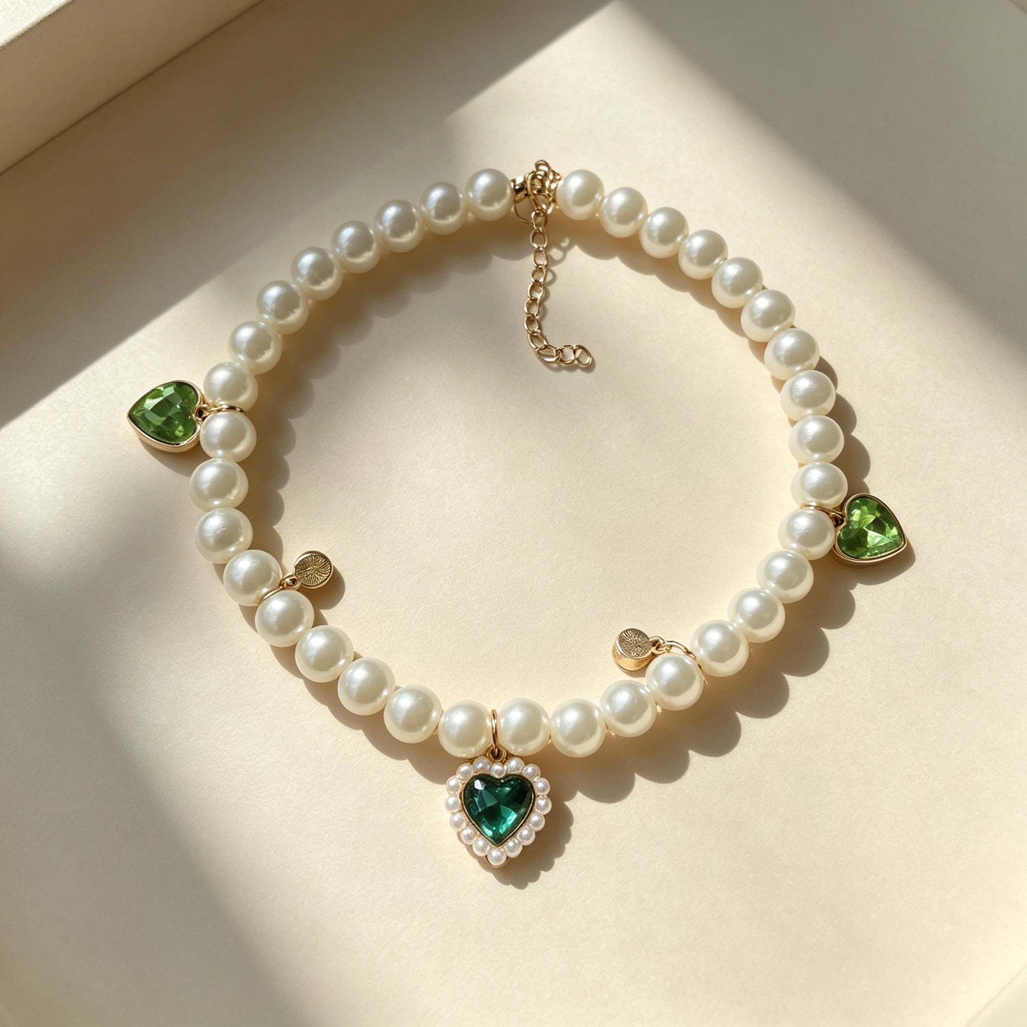 Pearl Charm Bracelet – Peridot Green
