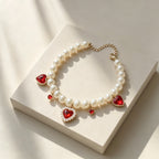 Pet Pearl Necklace Collar Ruby Red