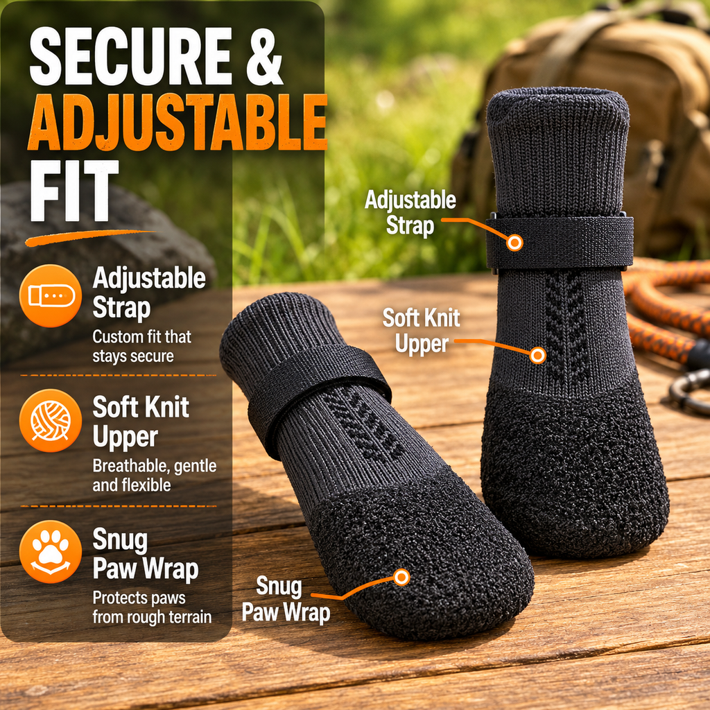 Dog Booties with Reflective Rugged Anti-Slip Sole and Skid-Proof,Outdoor Dog Shoes for Medium to Large Dogs