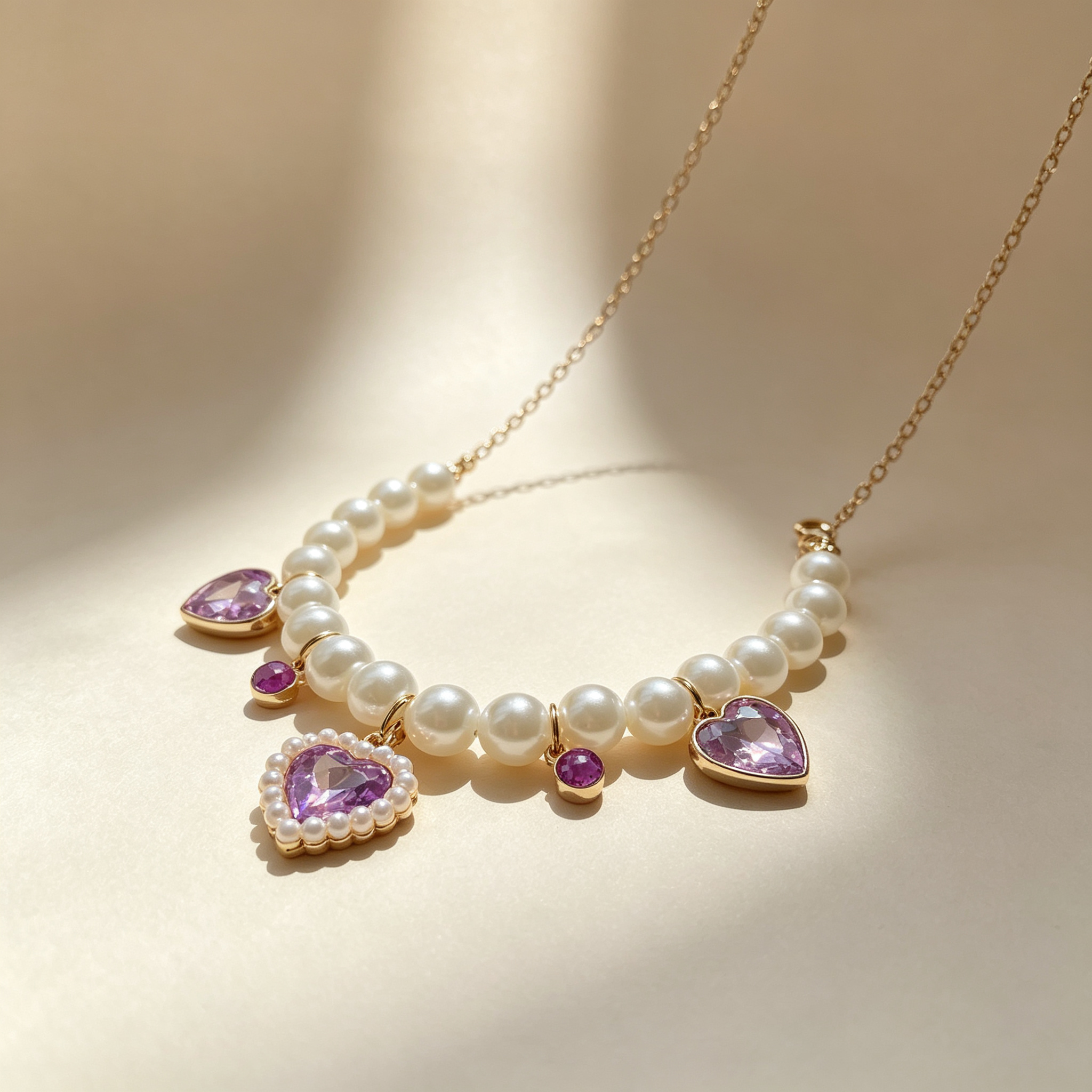 Pet Pearl Necklace Collar Amethyst
