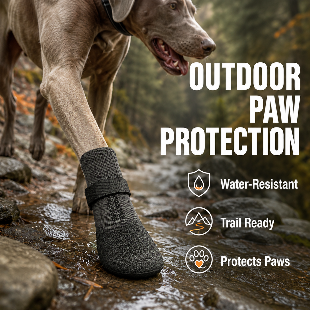 Dog Booties with Reflective Rugged Anti-Slip Sole and Skid-Proof,Outdoor Dog Shoes for Medium to Large Dogs